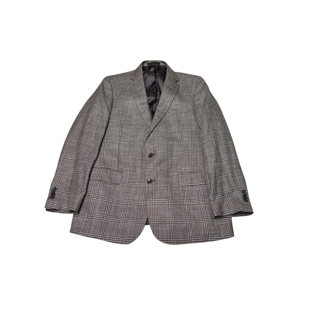 Jos. A. Bank Reserve E. Thomas Wool Silk Linen Glen Plaid Blazer Mens 42L Tan